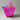 Sojourn Gem Tote bag, hand crocheted, in bright pink with two handles, a matching tassel, and green aventurine teardrop shaped gemstone, lined with a colorful leaf‑patterned dust bag in yellow, green, and purple. Photographed on a neutral background.