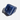 Rough deep blue sapphire gemstone with rough facets casting a shadow on a white surface.